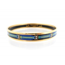 BRACELET HERMES EN EMAIL IMPRIME FIN 66 MM CEINTURES + BOITE ENAMEL JEWEL 357€