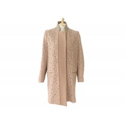 NEUF MANTEAU CHLOE BRODE DENTELLE 38 M EN LAINE & COTON LACE-OVERLAY COAT 2500€