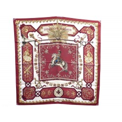 FOULARD HERMES LOUIS XIV LUDOVICUS MAGNUS PERRIERE CARRE SOIE ROUGE SCARF 345€