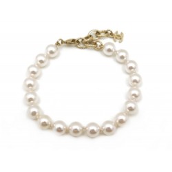 NEUF BRACELET CHANEL 2017 PERLES NACREES 17-20 CM LOGO CC 15.9 GR PEARLS 440€