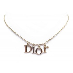 COLLIER CHRISTIAN DIOR LETTRES INITIALES EN METAL DORE BOITE SAC NECKLACE 330€