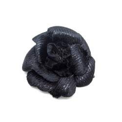 BROCHE CHANEL CAMELIA NOIR PAILETTE 