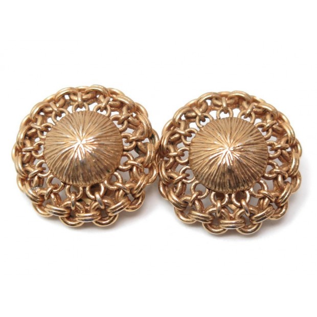 BOUCLES D'OREILLES CHANEL EN METAL DORE 2003 GOLDEN EARRINGS JEWEL 340€