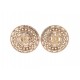 NEUF BOUCLES D'OREILLES CHANEL A CLIP CC METAL DORE STRASS PERLES EARRINGS 420€